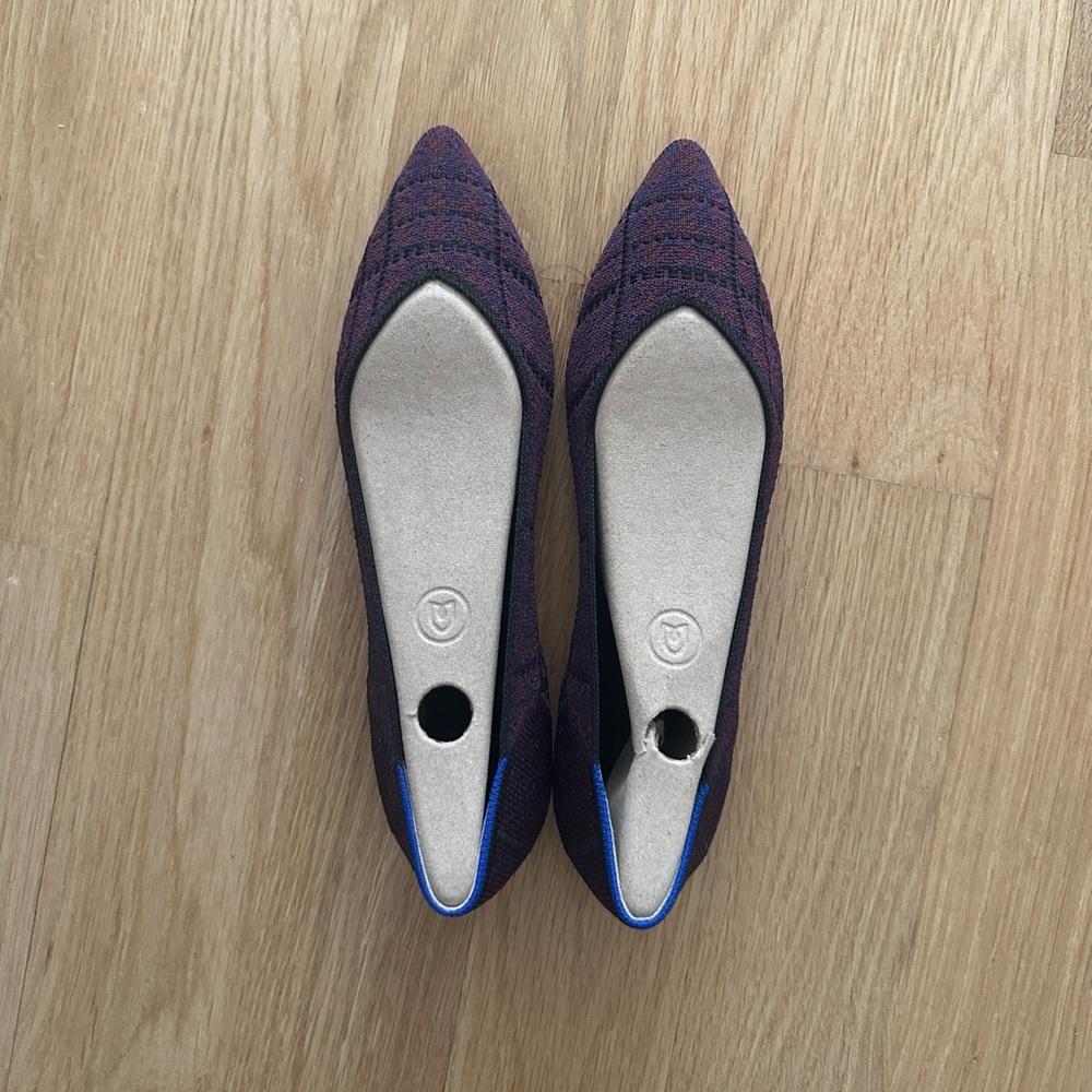 Rothy’s Cranberry Plaid Points, size 8